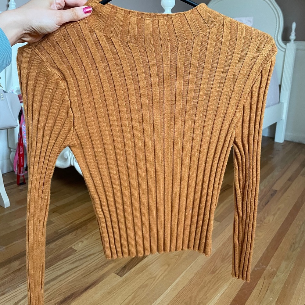 Orange Brown Turtleneck fitted top
